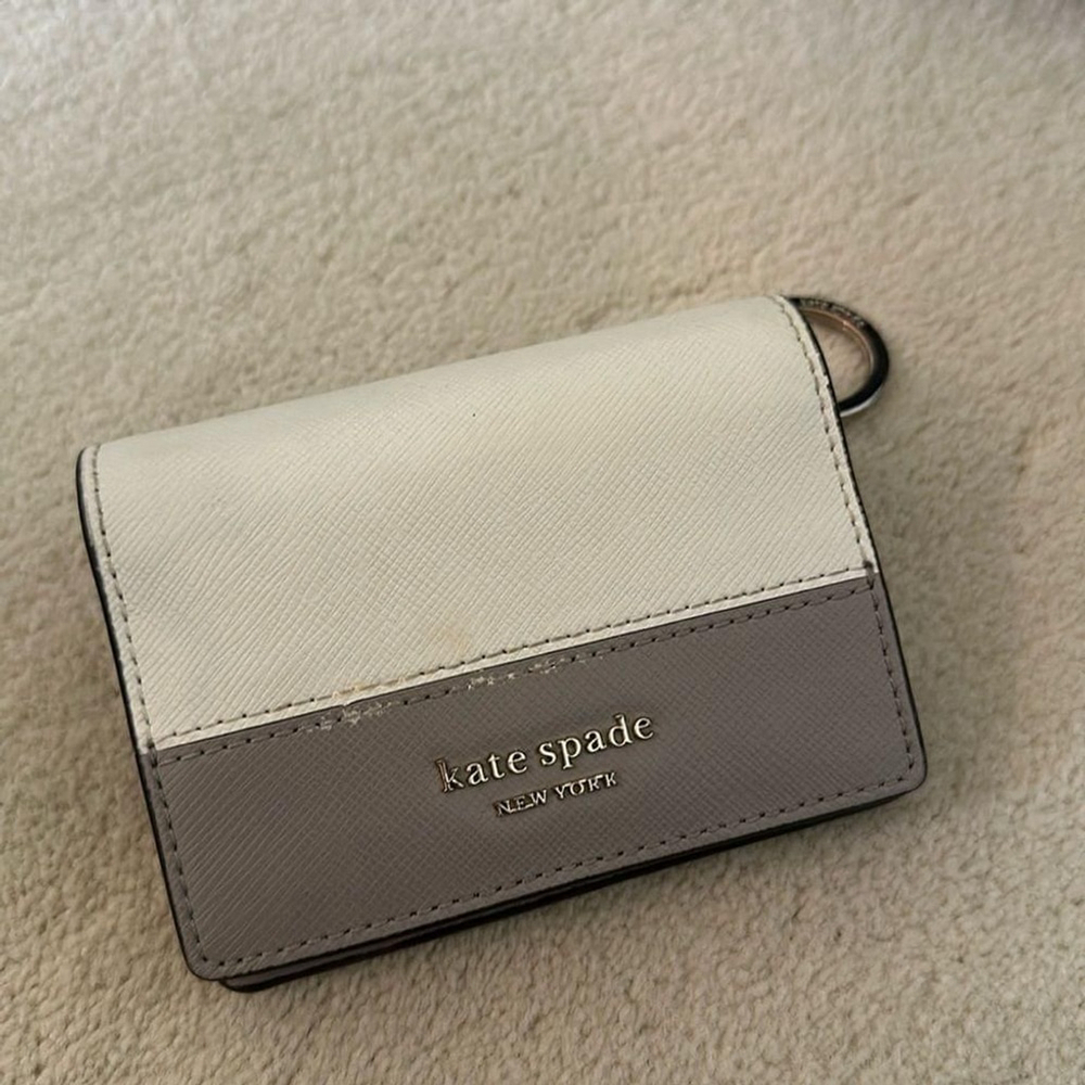 Kate Spade Grey & Cream Spencer Mini Keyring Wallet